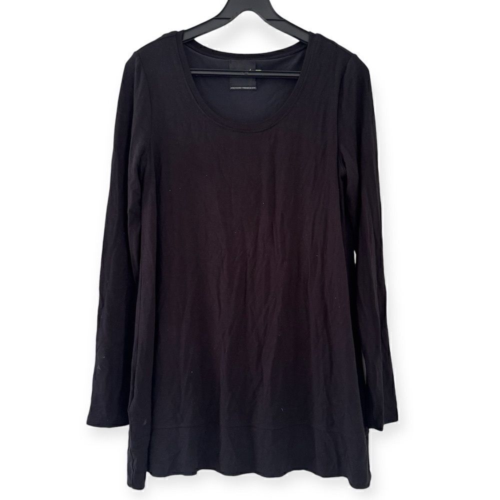 Lysse Black Long Sleeve Scoop Neck Compression Lined Tunic Top Size Small